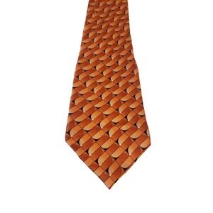 Arrow Luxury Necktie Orange Geometric Square 100% Silk Tie‎ Statement Office